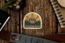 Load image into Gallery viewer, Smokey bear Retro sticker on wood background
