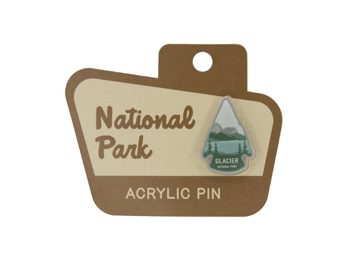 Wildtree Glacier National Park Acrylic Pin on National Park Shaped Sign Display Backing