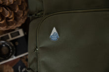 Load image into Gallery viewer, Yosemite National Park pin in shape of arrow head pinned on back pack
